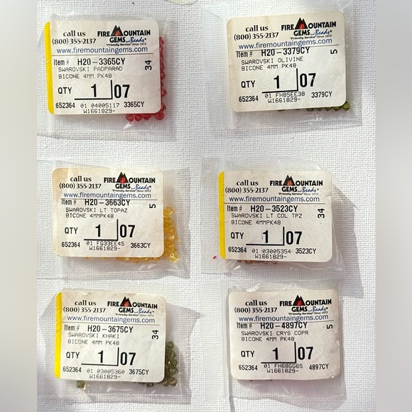 Swarovski bi cone crystal beads, lot of six colors. - Picture 2 of 2